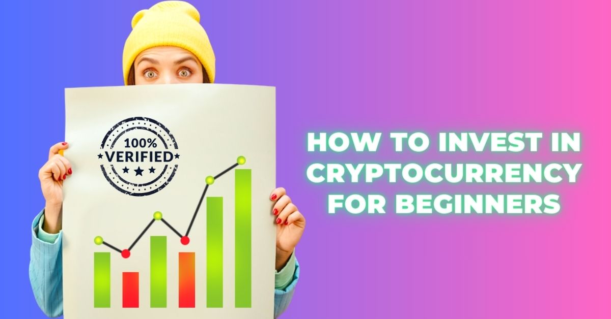 Graphic showing steps on how to invest in cryptocurrency for beginners