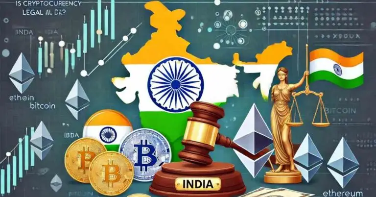 Indian flag with cryptocurrency symbols